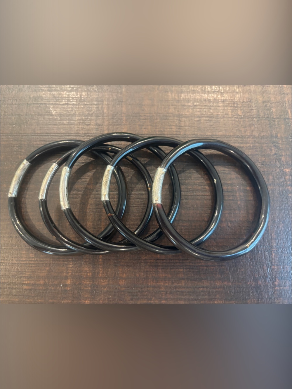 Vintage Stack of 5 Natural Buffalo Horn Bangle Bracelets – Earthy Boho Stacking